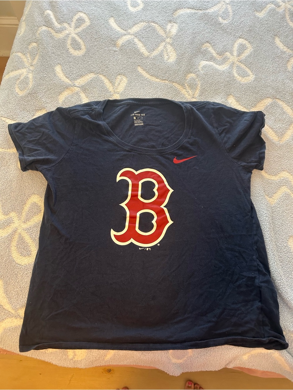 Nike Navy Tee with Red & White Boston 'B' Logo